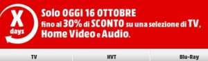Sconti 30% Tv Home Video da Mediaworld oggi 16 ottobre